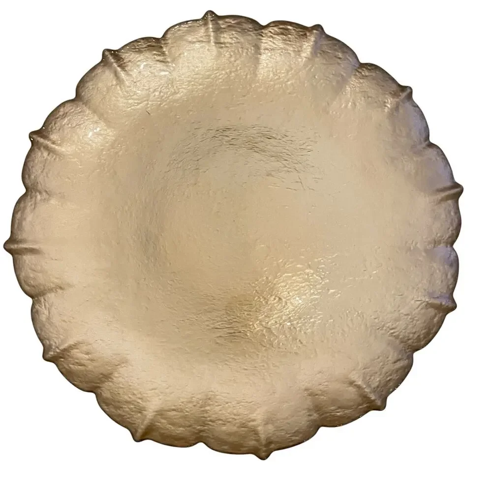 Metallic Gold Turkish Glass 12.5in Plate Charger Scalloped Edge New